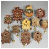 11 vintage miniature cuckoo, etc wall clocks incl