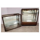 2 sliding glass door showcases w/ locks &