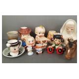 Gp vintage head vases, figural vases, etc. (some
