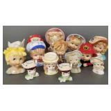 12 vintage head vases incl children, Relpo, Coplay