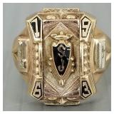 10K gold school ring- 1963- 10.2g; size 9