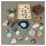 Collection rock specimens incl agate- 4.5" largest