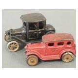 2 cast iron cars: Arcade model T, Williams