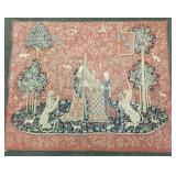 French made tapestry Lady w/ Organ by Point de