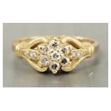 14k gold & diamond ring- 2.7g, sz 4.5