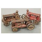 3 antique Arcade cast iron tractors incl Fordson,