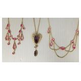 3 Edwardian necklaces s/w stones incl festoon &