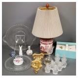 Gp porcelain, crystal, etc. incl Spode lamp,