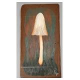 Folk Art style mushroom painting on board-