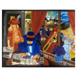 Lg framed oil painting on canvas-  interior/