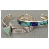2 Southwest sterling silver & turquoise cuff