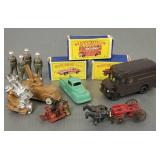 Gp. vintage metal toys: 4 Matchbox, Manoil