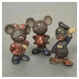 3 vintage cast iron Disney figures: Mickey &