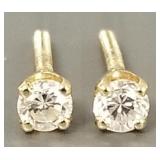 14k gold & diamond stud earrings- 1g, 3mm diamonds