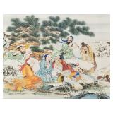 Huge framed Chinese Eight Immortals painting on