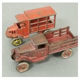 2 antique cast iron trucks: Dent Mack delivery