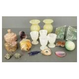 Gp stone articles & specimens incl carved agate &