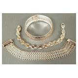 3 Italy sterling silver bracelets- 74.3g total,