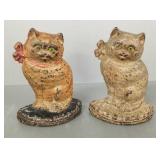 2 antique cast iron cat door stops w/ Hubley mold