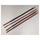 4 exotic leather style belts- size 38 with