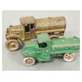 2 antique cast iron tanker trucks: Kenton
