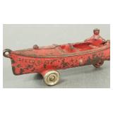 Antique Hubley cast iron speed boat pull toy-