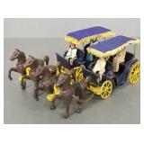 2 vintage cat iron metal horse drawn surreys w/2