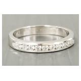 14K white gold & diamond art carved band 2.9g;