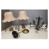 4 antique/ vintage lamps, etc.: cased glass &