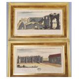 2 antique English colored engravings: Dale Abby &