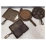 4 pcs vintage Griswold cast iron: 2 Colonial