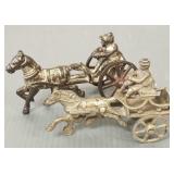 2 antique Hubley cast iron horse drawn carts- 1