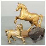 3 antique cast iron still banks: Arcade horse,