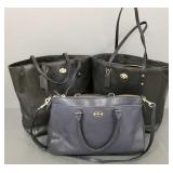 3 Coach leather totes/ bags- 13"H 12"W largest