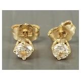 14K gold & tiny diamond stud earrings- 3mm