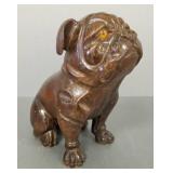 Antique wood bulldog tobacco container w/ glass