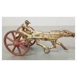 Antique cast iron horse drawn sulky racer- 7 1/2"L