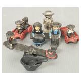 Gp of vintage J. Wright cast iron Amish figures-