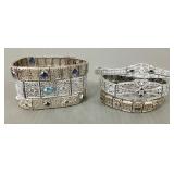 6 vintage Deco filigree bracelets s/w stones