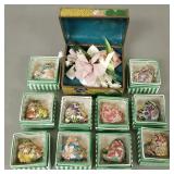 Gp cloisonne incl vintage box & 10 hearts w/ boxes