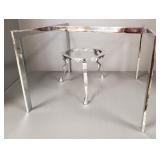 2 modern chrome table bases, etc. (no tops) 15"H