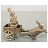 Antique Kenton cast iron bunny cart- 5"L