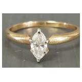 14K gold & 0.33ct marquise diamond ring- 2.2g