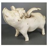 Large cast iron piggy bank with wings- 8 1/2"H