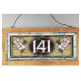 Antique transom # 141 stained glass window w/