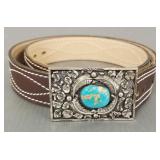 Tom Willeto silver & turquoise Southwest buckle