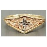 14K tricolor gold ring mount- 4.6g; size 6 1/2 (no