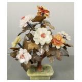 Jade & carved hardstone tree- 12 1/4"H 9 1/2"W