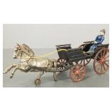 Antique Kenton cast iron horse drawn buggy with