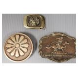 3 Western, etc. style brass belts incl Wells Fargo